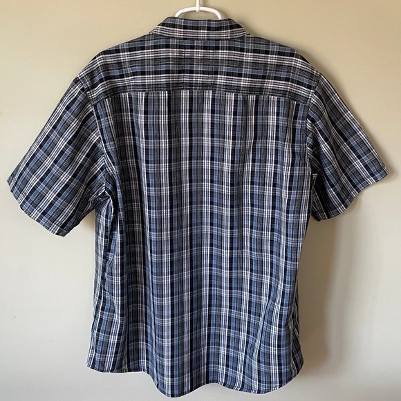 Men's Short-Sleeve, Button-Down, Plaid Shirt w/ Front Pocket (XL) - Picture 3 of 9